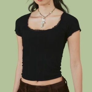 unif black lace short sleeve